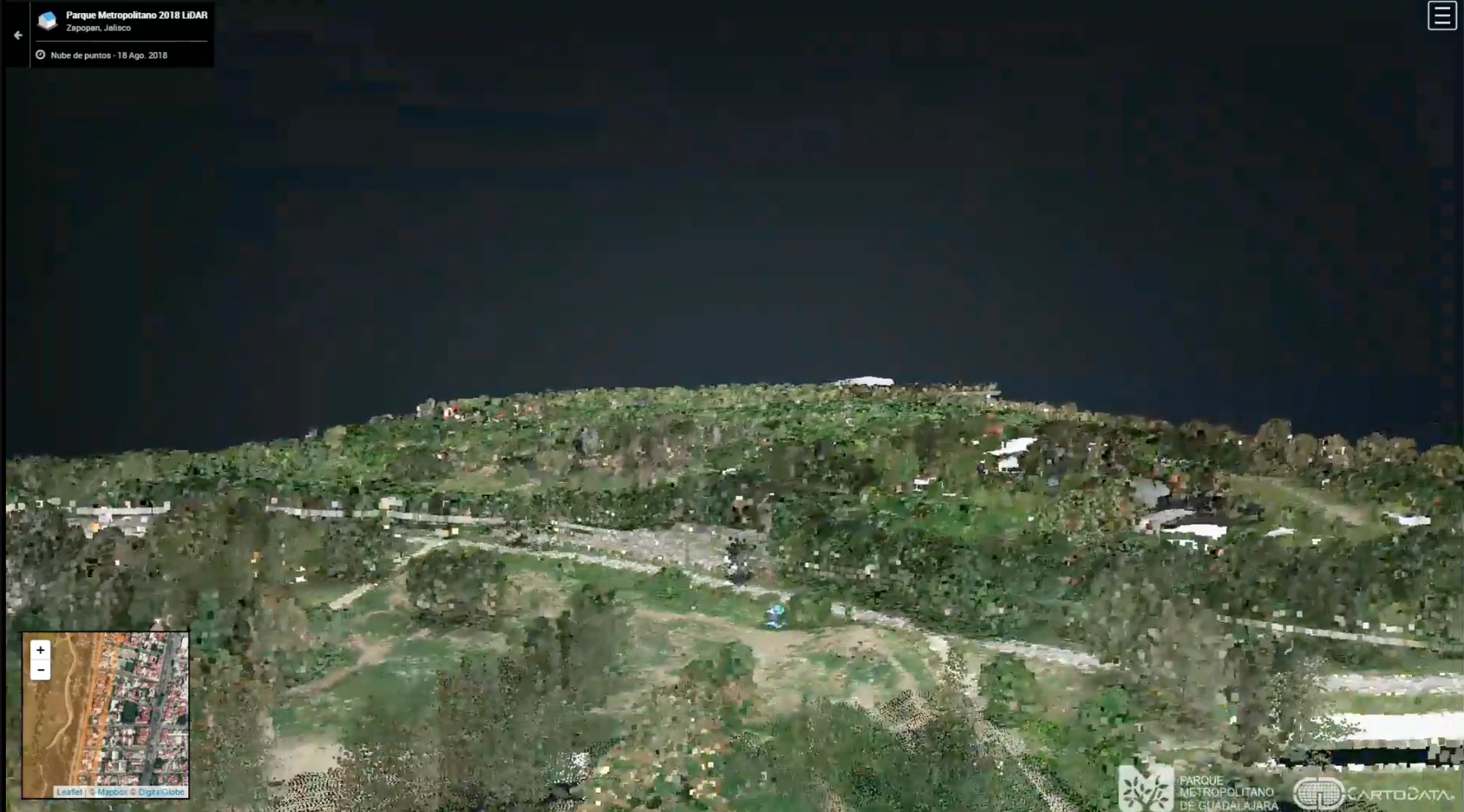 Nube de puntos LiDAR — Parque Metropolitano